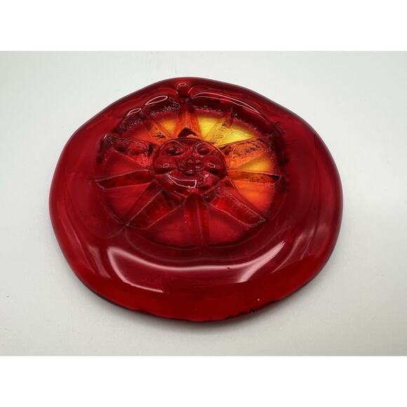 Blenko Ruby Red Amberina Art Glass Sunshine Suncatcher 3.5” Hanging Decor - Picture 4 of 10
